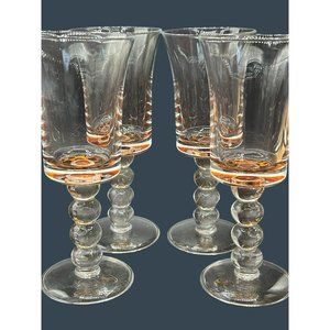 4 Acrylic Wine Glasses Goblets Tiger Pattern Stacked Ball Stem Unbreakable 11 oz